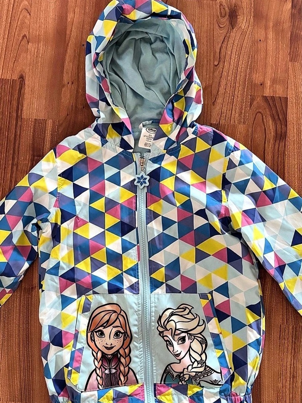 Disney Elsa & Anna Geometric Hooded Rain Jacket